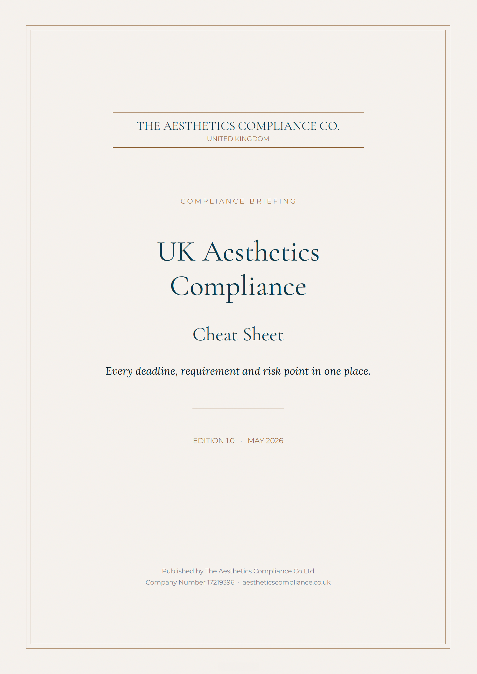 UK Aesthetics Compliance Cheat Sheet — Free